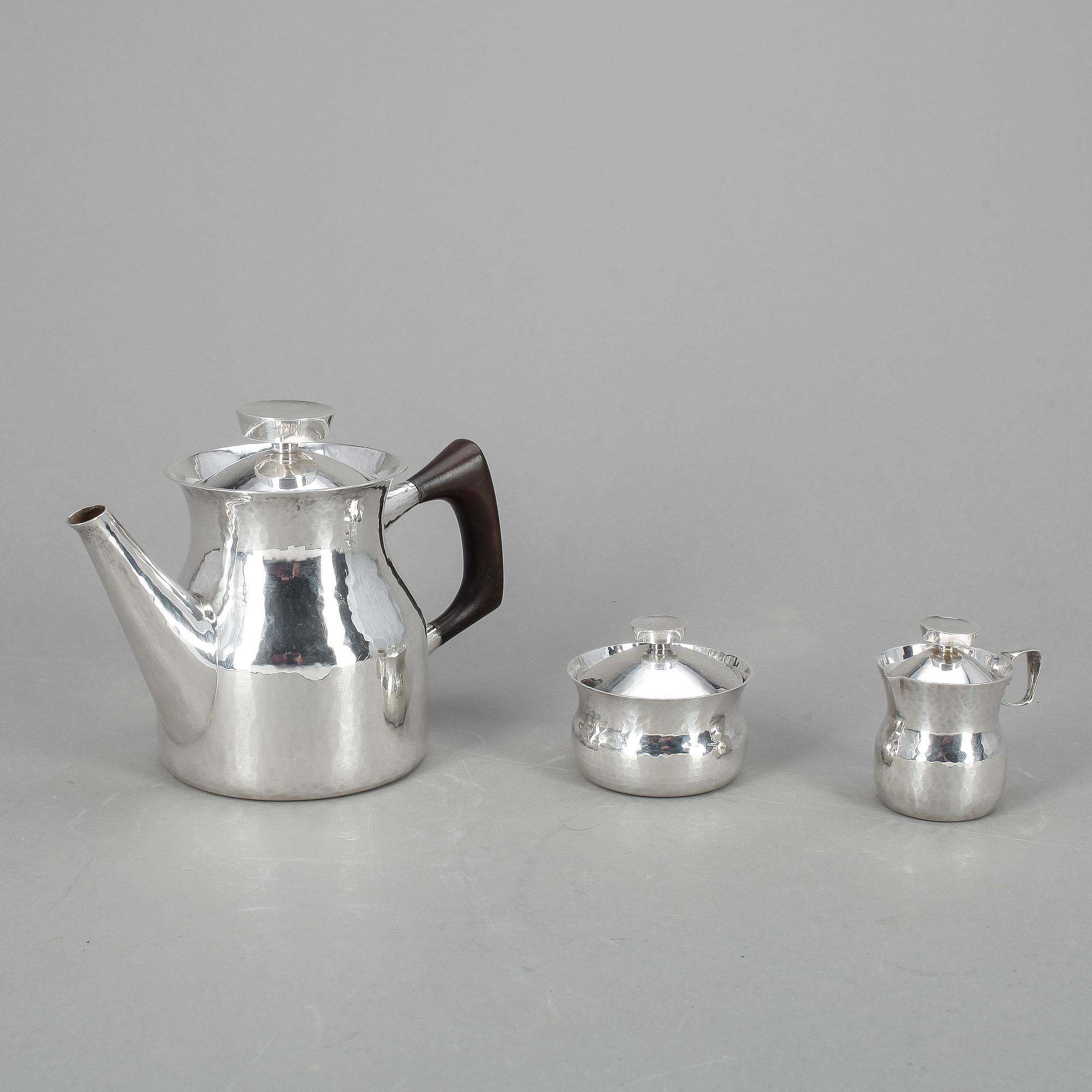 KAFFESET, 3 delar, silver, Erik Löfman, 1975-1976, tot vikt 793 gram.