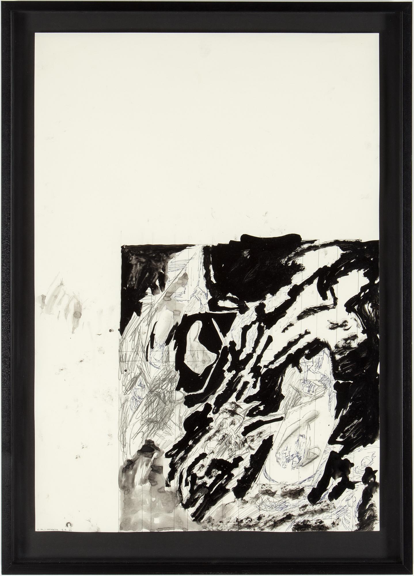 CARL MICHAEL LUNDBERG, blandteknik på papper, signerad CM Lundberg och daterad 5.3.07.