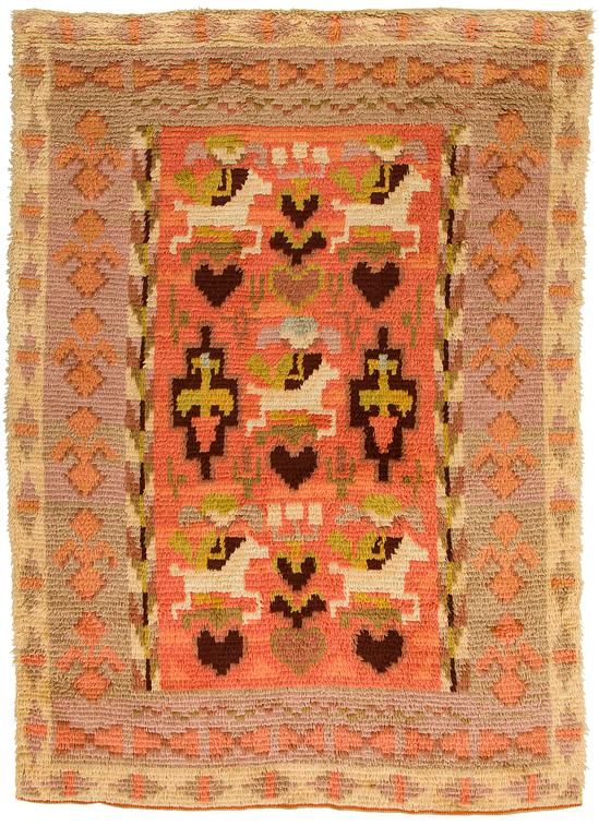 Impi Sotavalta, rya, modell för Finska Handarbetes Vänner. Ca 200 x 145 cm.