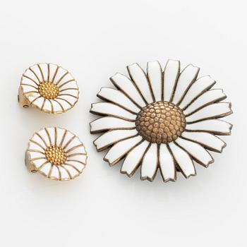 A brooch and a pair of earrings "Daisy", Anton Michelsen.