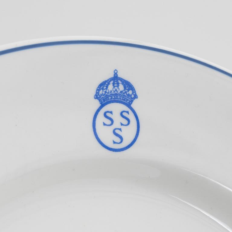 A 59-piece porcelain service produced by Gustavsberg for the Royal Swedish Yacht Club.