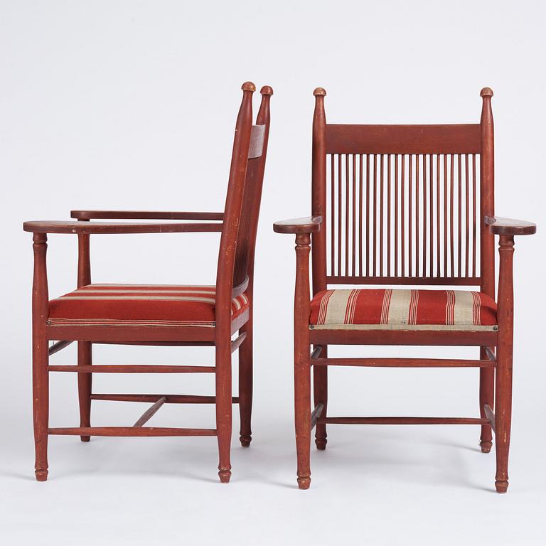 Carl Westman, a pair of chairs, 'Arbetarmöbeln', Sweden ca 1900.