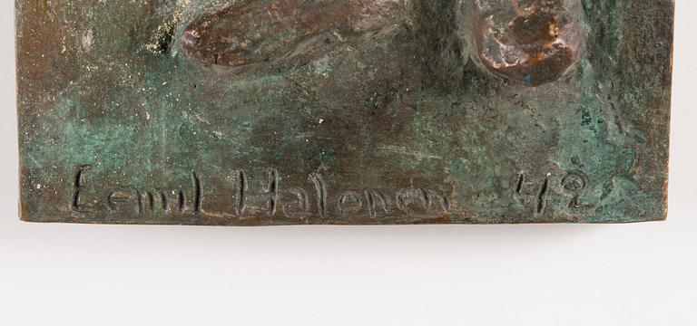 EMIL HALONEN, relief, brons, signerad och daterad -42.