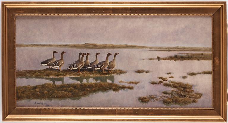 Bruno Liljefors, Geese in wetland.