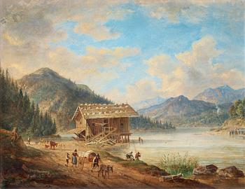 304. Johann Jakob II Dorner, Landscape by a lake.