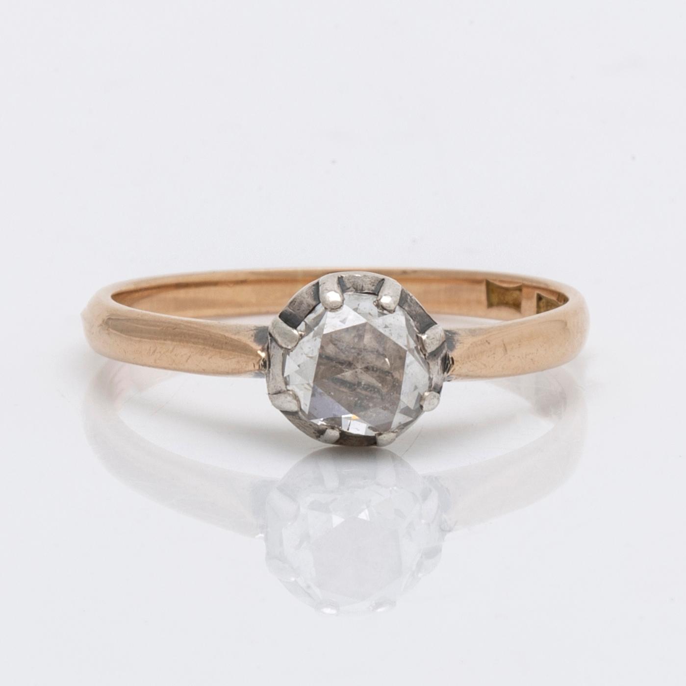 Ring 18K guld m 1 rosensten ca 0,40 ct.