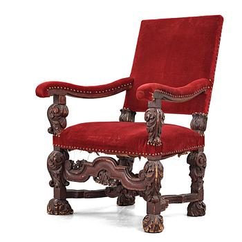 A Swedish Baroque armchair, probably by Burchardt Precht's workshop (active in Stockholm 1674-1738), circa 1700.