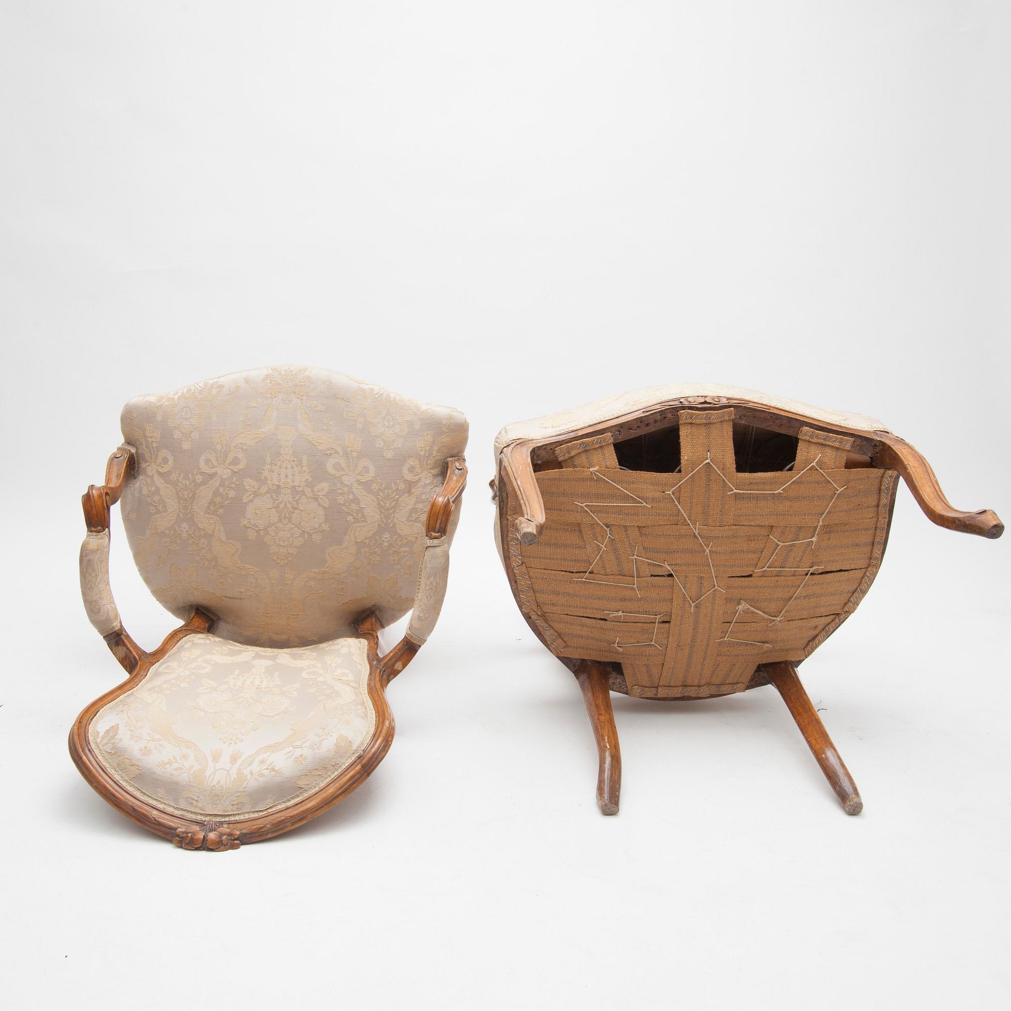 KARMSTOLAR, ett par, nyrokoko, 1800-tal.