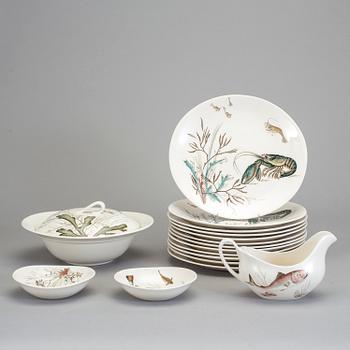 FISKSERVIS, 16 delar, porslin, "Fish", Johnson Bros, England.
