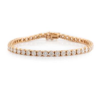 Round brilliant cut diamond tennis bracelet, total ca 7.40 ct.