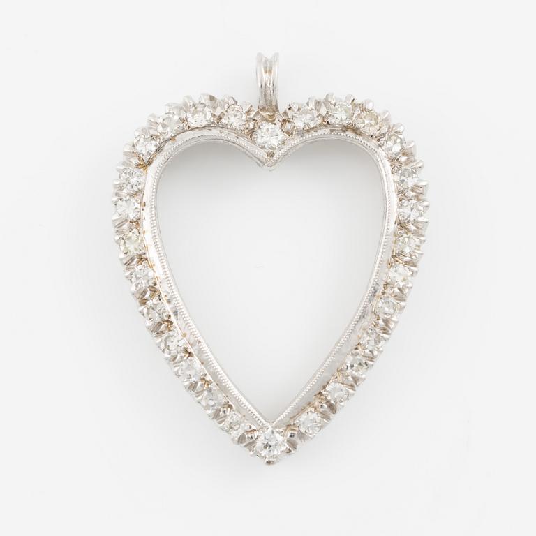 Hänge, i form av hjärta, 14K vitguld med åttkantslipade diamanter.