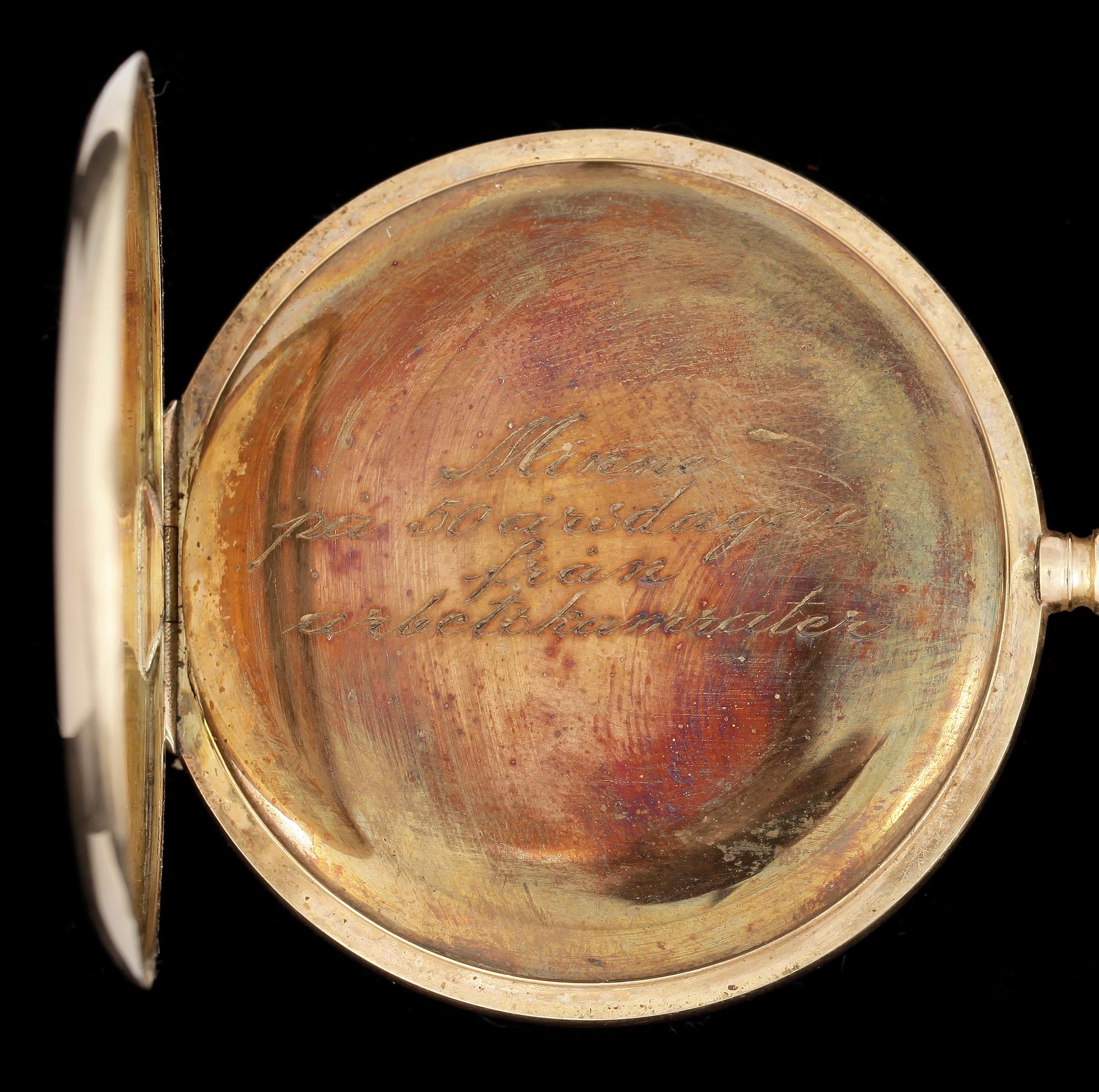 HERRFICKUR MED KLOCKKEDJA, guld 14 resp 18 K, Chronometre Geniale. Vikt ca 83 resp 24 gram.