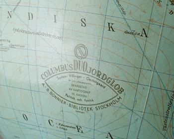 JORDGLOB, Columbus Duo Jordglob, AB Bonnier Bibliotek, Stockholm, omkring 1900-talets mitt.