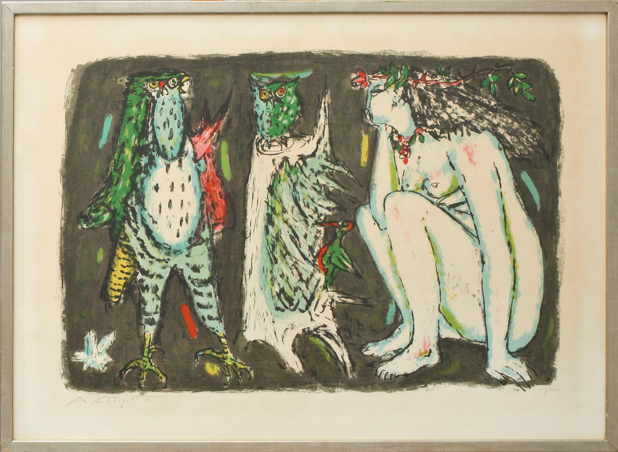 ALOIS CARIGIET, färglitografi, sign o dat 58, numr 113/150.