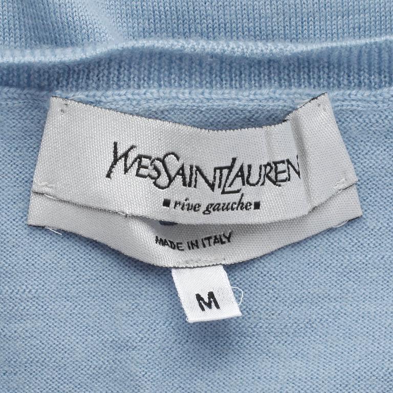 YVES SAINT LAURENT, a men's blue wool sweater, size M.