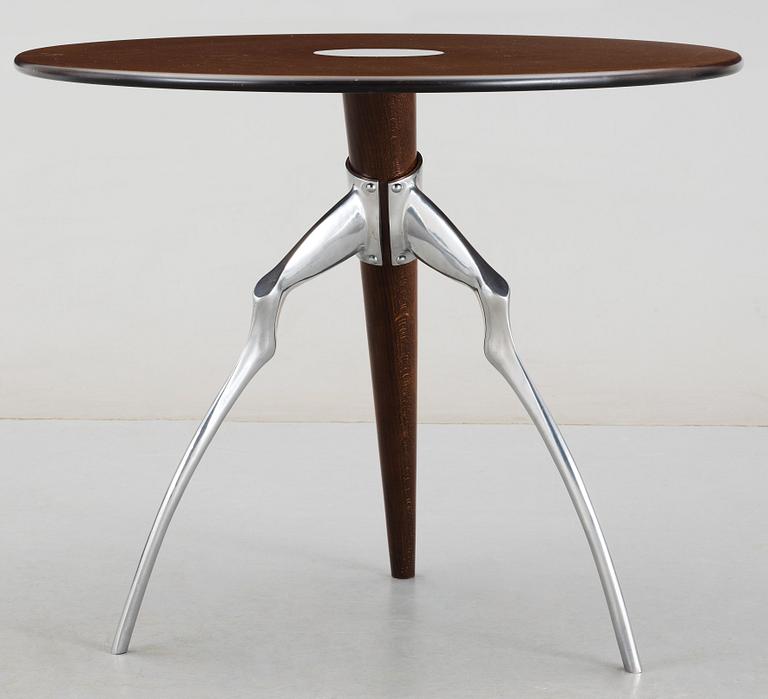 A Matthew Hilton wood and chromed steel table, London 1980's.