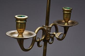 KANDELABER, allmoge, mässing, 1800-talets andra hälft.