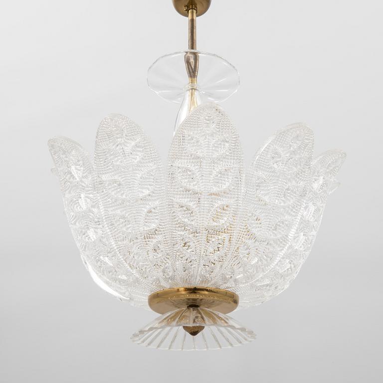 Fritz Kurz, ceiling lamp attributed to 1940s/50s Orrefors.