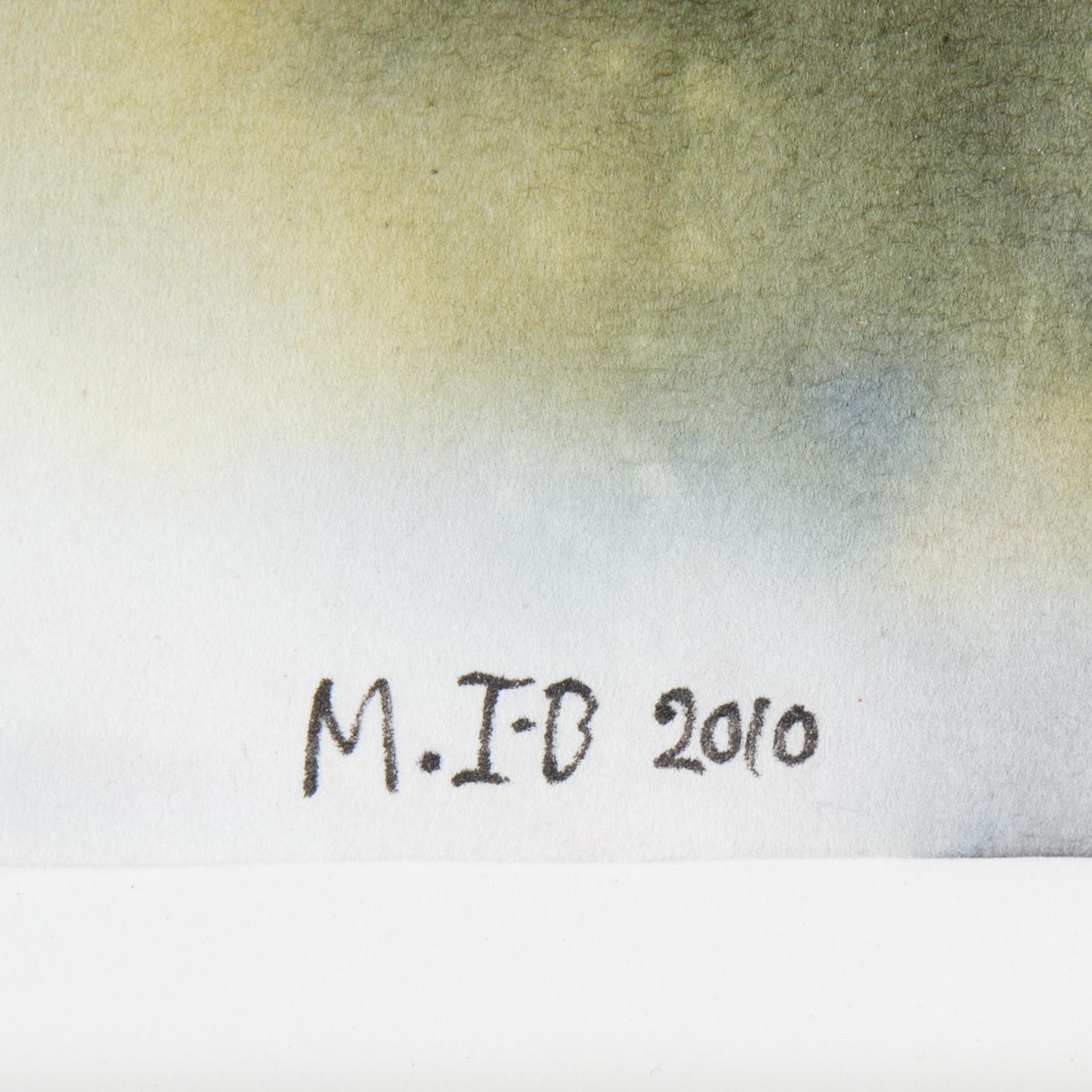 META ISÆUS-BERLIN, pastel and textile dye on paper. Signed M.I-B. and dated 2010.