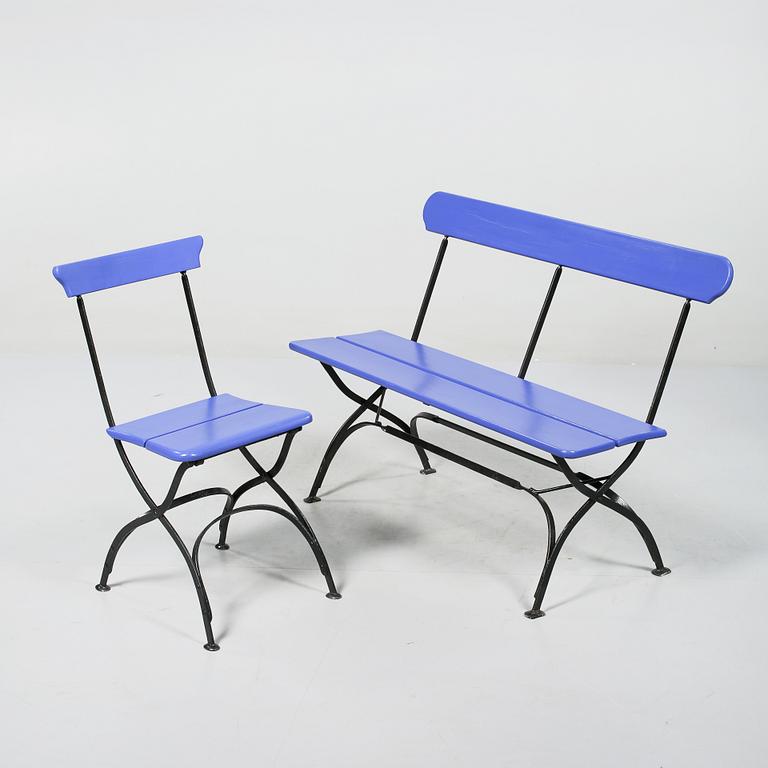 TRÄDGÅRDSSOFFA samt STOLAR, 4 st, 1900-tal.