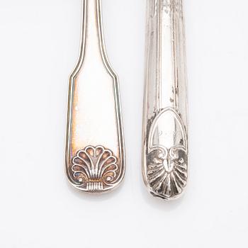 Gustaf Möllenborg, Cutlery, 6 + 6, silver, Stockholm 1836.