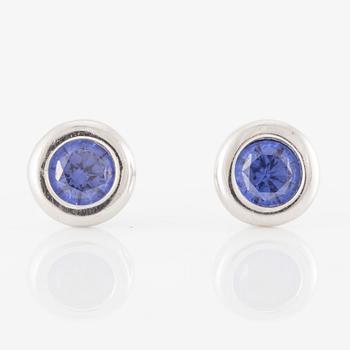 Tiffany & Co, Elsa Peretti, "Color by the yard", earrings, silver and tanzanites.