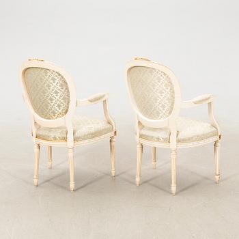 Sofa group in the Gustavian style, mid/second half of the 20th century.