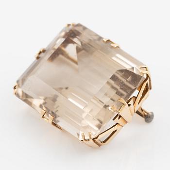 Brosch, 14K guld med rökkvarts, Finland.