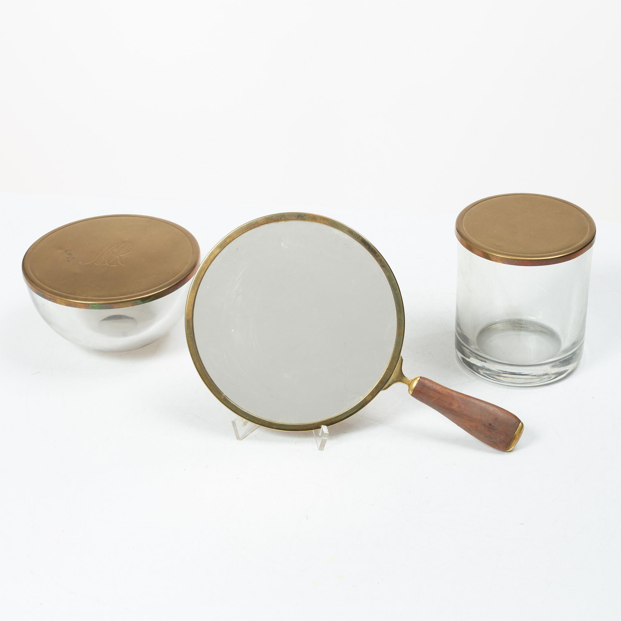 Josef Frank, a hand mirror 'H 2156'and two jars, Svenskt Tenn.