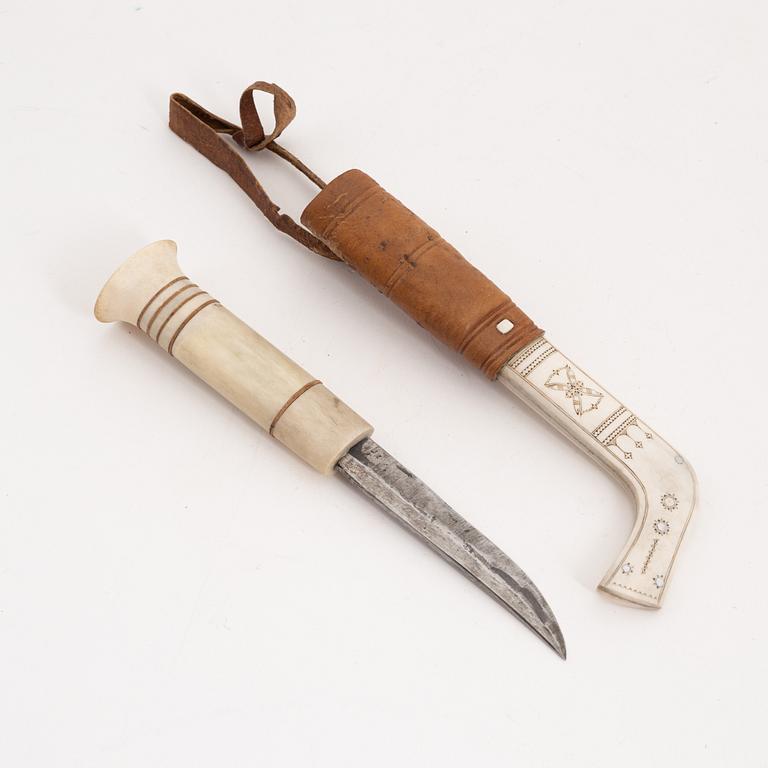 A reindeer horn knife by Nikolaus Fankki, signed.