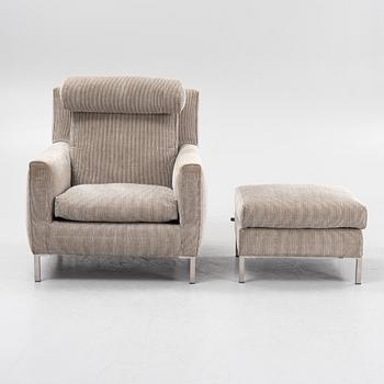 A 'Streamline' armchair with a foot stool, Eilersen.