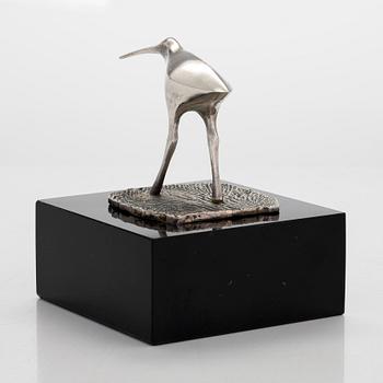 Tapio Wirkkala, Fågelskulptur, "Beckasin", silver (925) Kultakeskus Tavastehus troligen 1974 eller 1975.