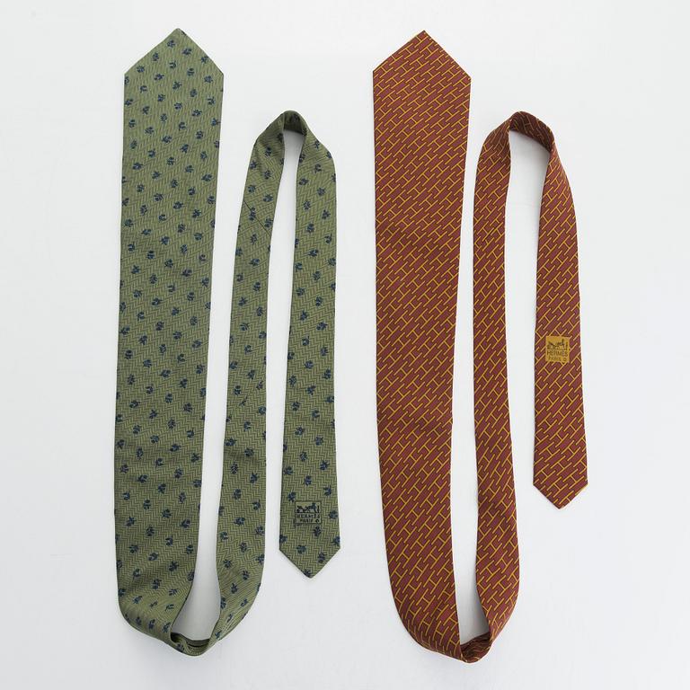 Hermès, four silk ties.