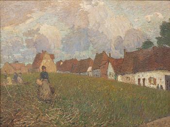 Max Uth, Twilight Landscape with Longhouses.