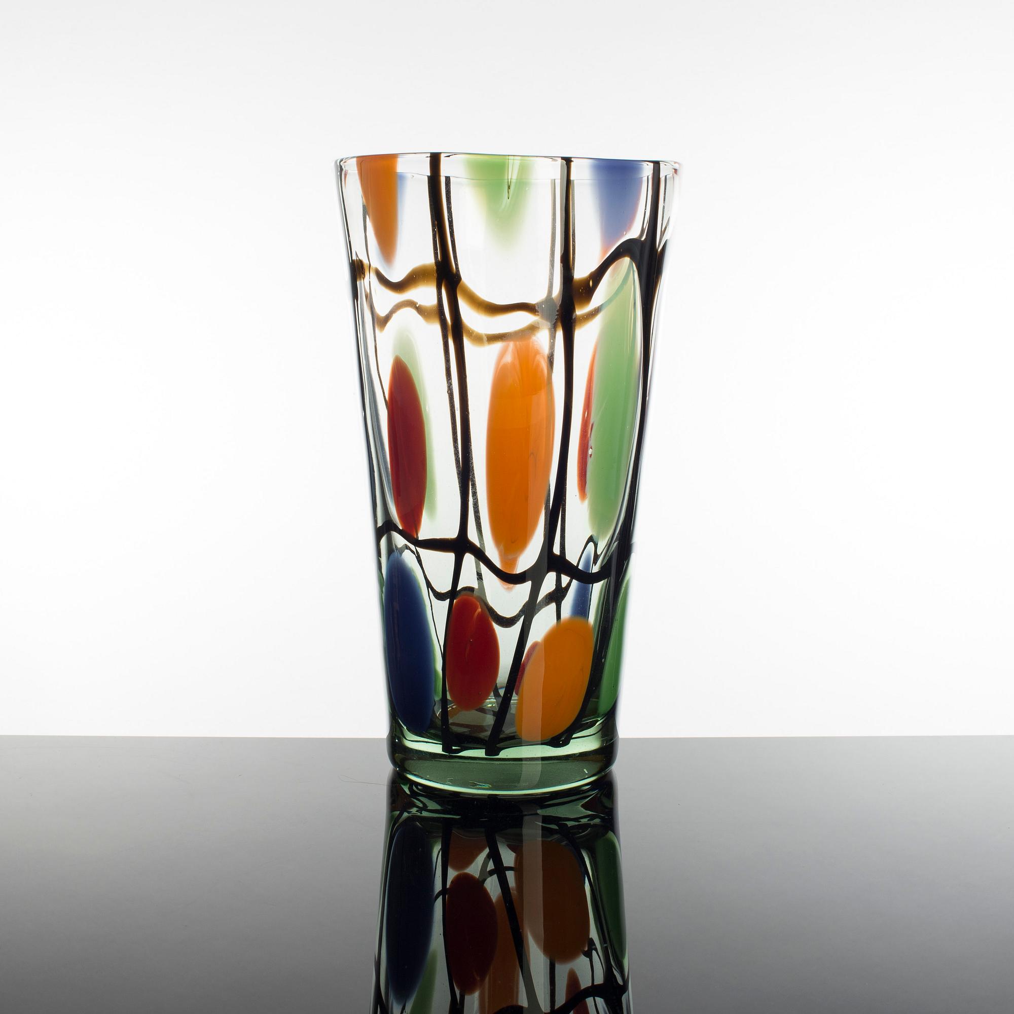 OKÄND FORMGIVARE, vas, glas, Italien, 1900-tal.