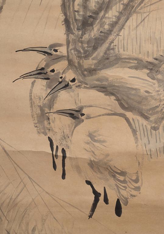 A Chinese hanging scroll, attributed to Zhong Shan, ink and color on paper, 20th century.