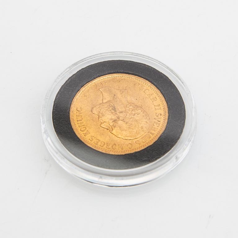 Gold coin Sweden, Oscar II 20 kr, 1876.