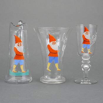 PARTI GLAS MED JULMOTIV, 3 delar, 1900-talets första hälft.