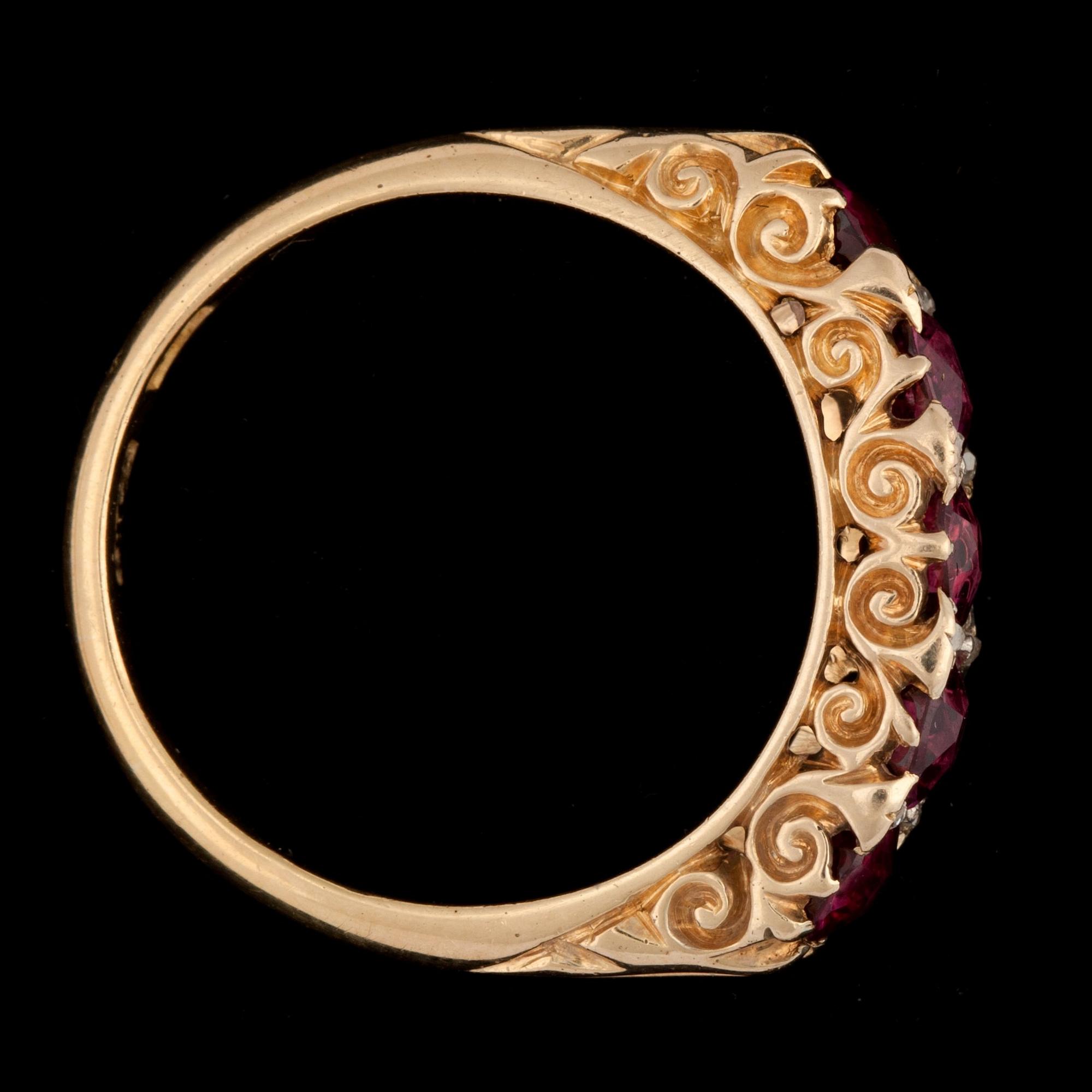 RING, fasettslipade rubiner, tot, ca 2 ct.