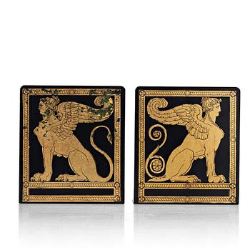 Piero Fornasetti, a pair of bookends, Milano, Italy 1960's.