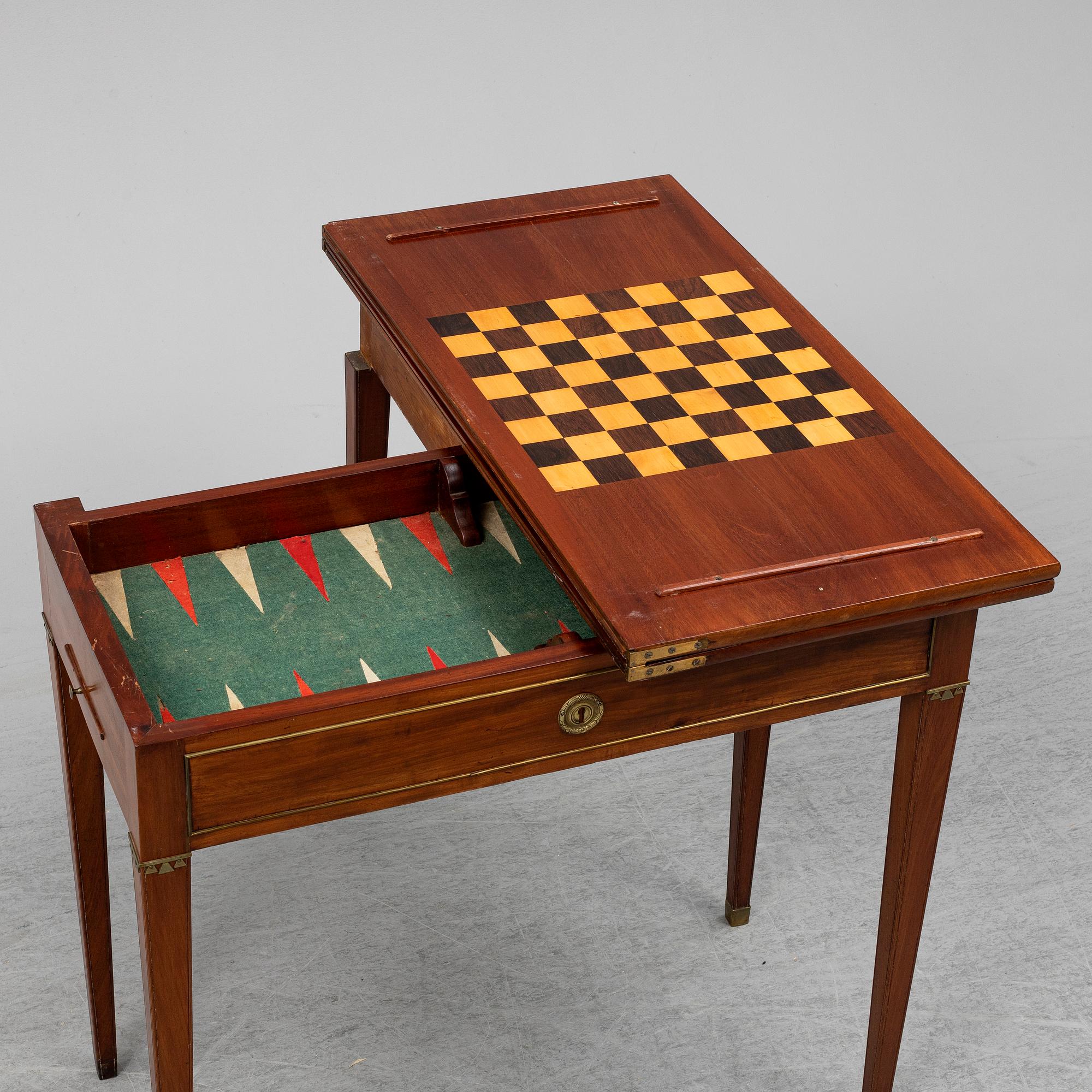A late Gustavian games table, late 18th ct.