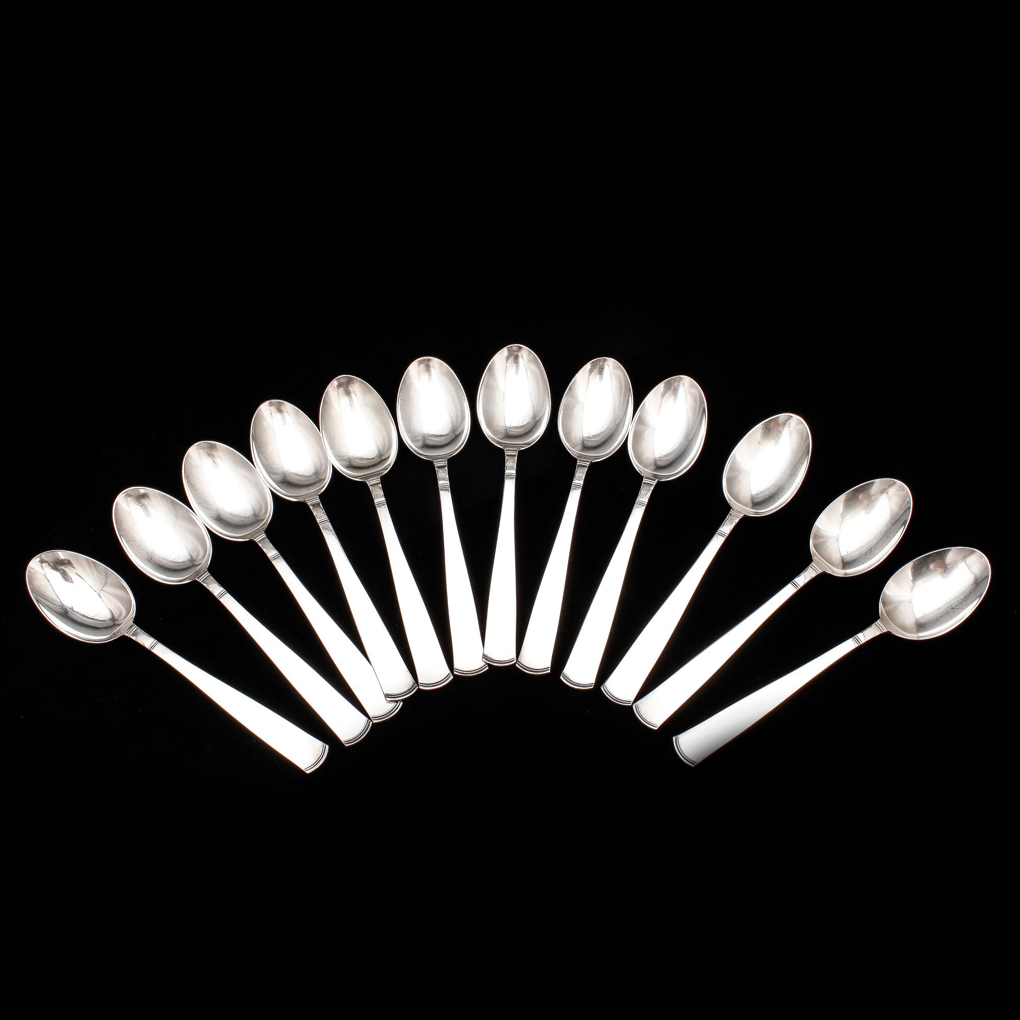 BESTICKSERVIS, 102 delar, silver, "Rosenholm", GAB, Stockholm, bland annat 1976. Vikt ca 2177g.
