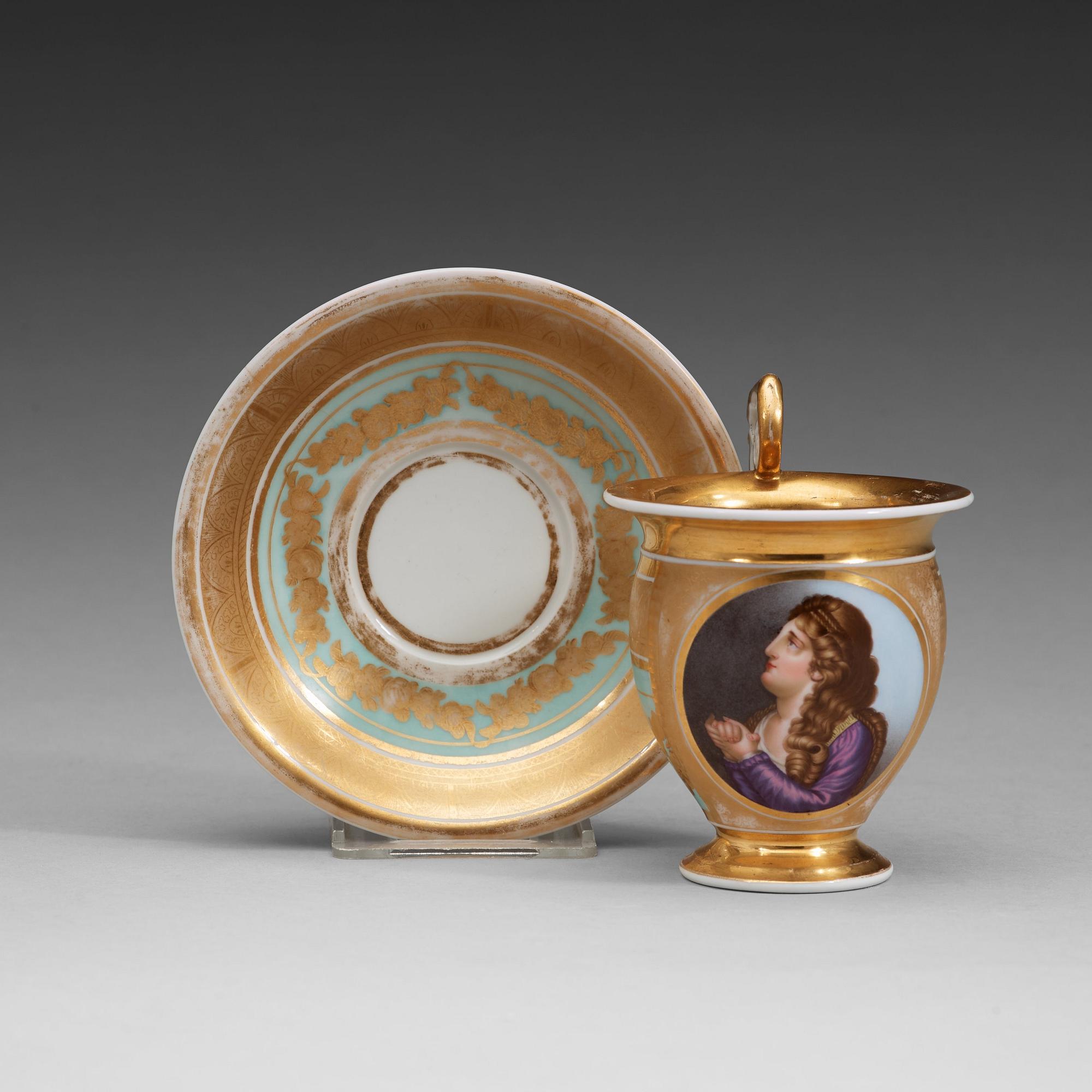 KOPP med FAT, porslin. Ryssland, Gardner, Empire, tidigt 1800-tal.