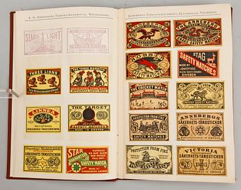 ALBUM MED TÄNDSTICKSETIKETTER, "Album of Genuine Trade Marks of Swedish Matches", troligen tidigt 1900-tal.