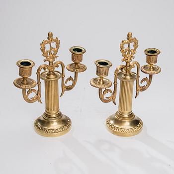 KYNTTELIKKÖPARI, messinkiä, Louis XVI-tyyliset, 1800-luvun loppu.