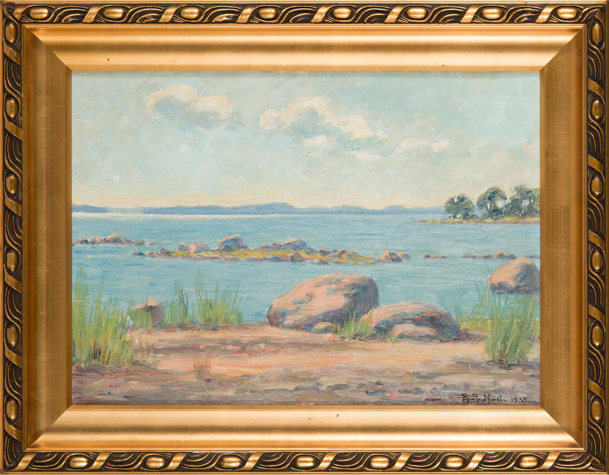 Elin Alfhild Nordlund, olja på pannå, signerad och daterad 1933.