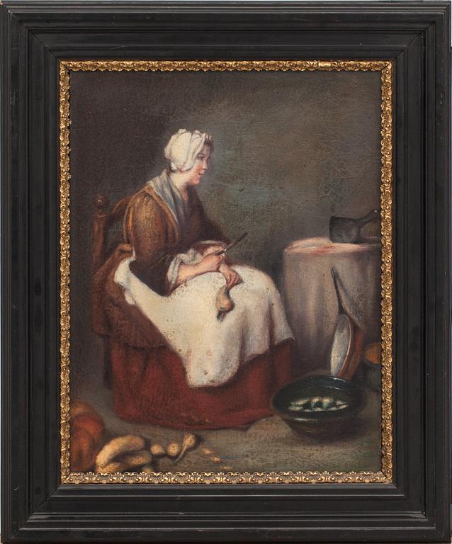 JEAN-BAPTISTE-SIMÈON CHARDIN, kopia efter, olja på duk, 1800-tal.