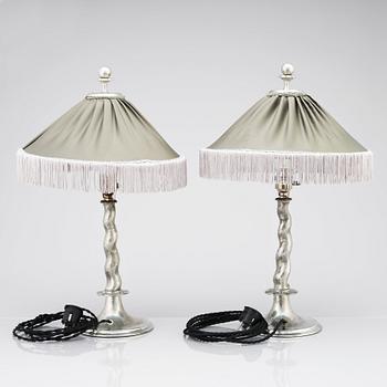 Harald Notini, a pair of table lamps, model "6891", Arvid Böhlmarks Lampfabrik, 1920s.