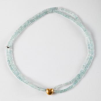 COLLIER, Ole Lynggaard, akvamariner med lås i 18k guld.
