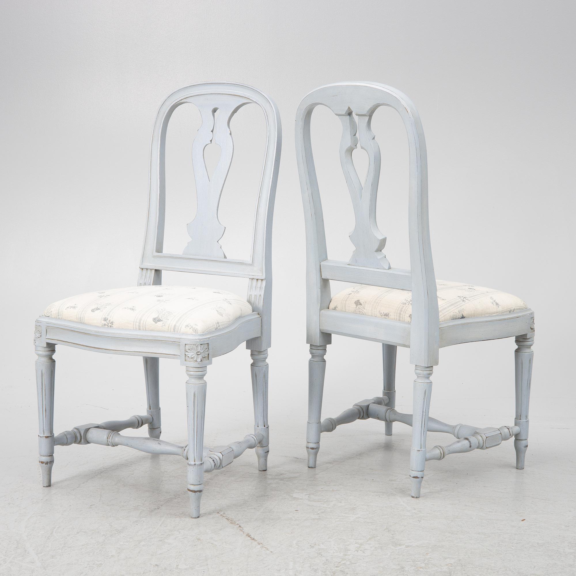 Stolar, 8, st gustaviansk stil, 1900-tal.